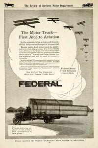 1917 Ad Federal Motor Truck Automobile WW1 Biplane Aviation Field Aircraft YRR1