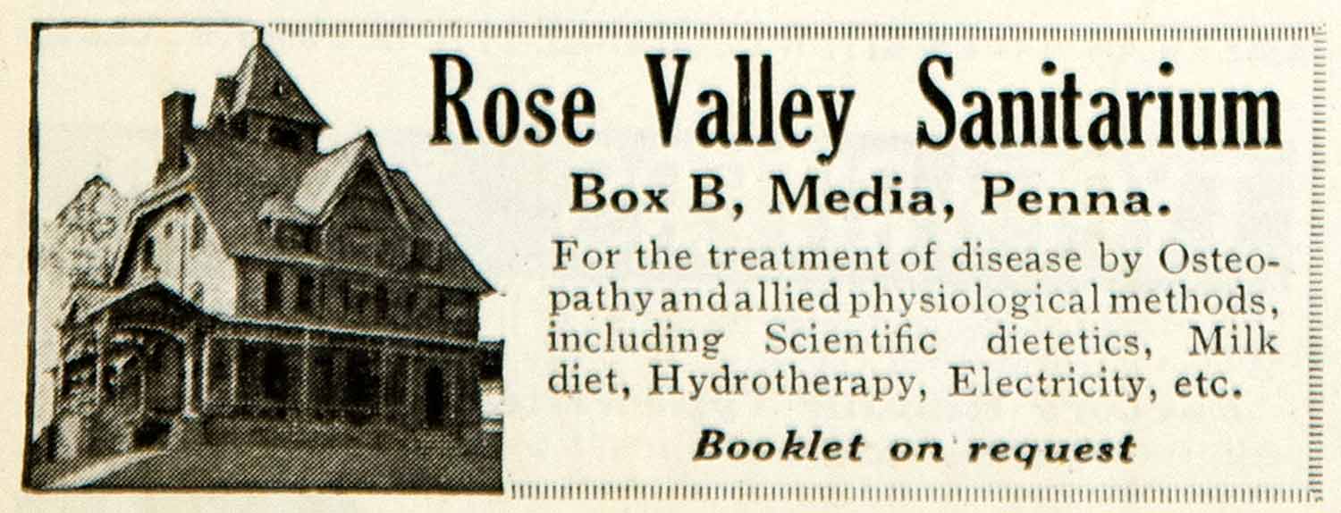 1917 Ad Rose Valley Sanitarium Hospital Asylum Medical Quackery Media PA YRR1