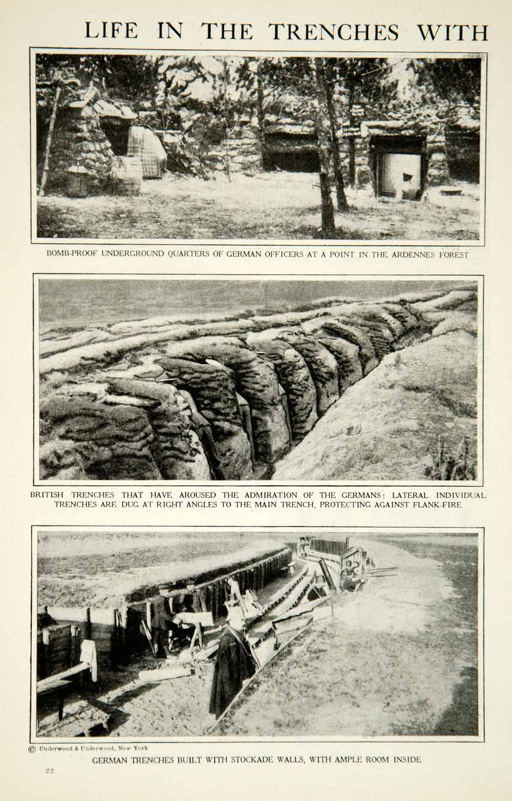 1915 Prints WW1 Trench Warfare Ardennes Forest French Army Western Front YRR1