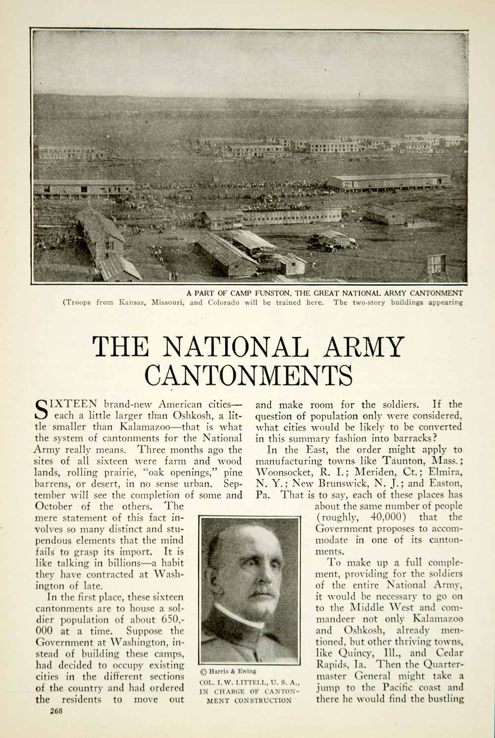 1917 Article WW1 US Army Cantonment Construction Col I.W. Littell Military YRR1