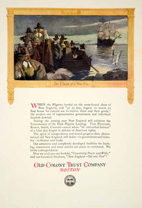 1920 Ad Old Colony Trust Company Boston Vintage Pilgrim Landing Mayflower YRR2