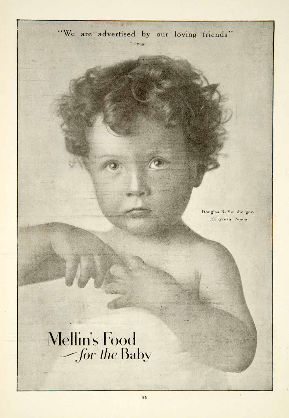 1920 Ad Mellins Baby Food Douglas R Hornberger Morganza Vintage Infant Baby YRR2