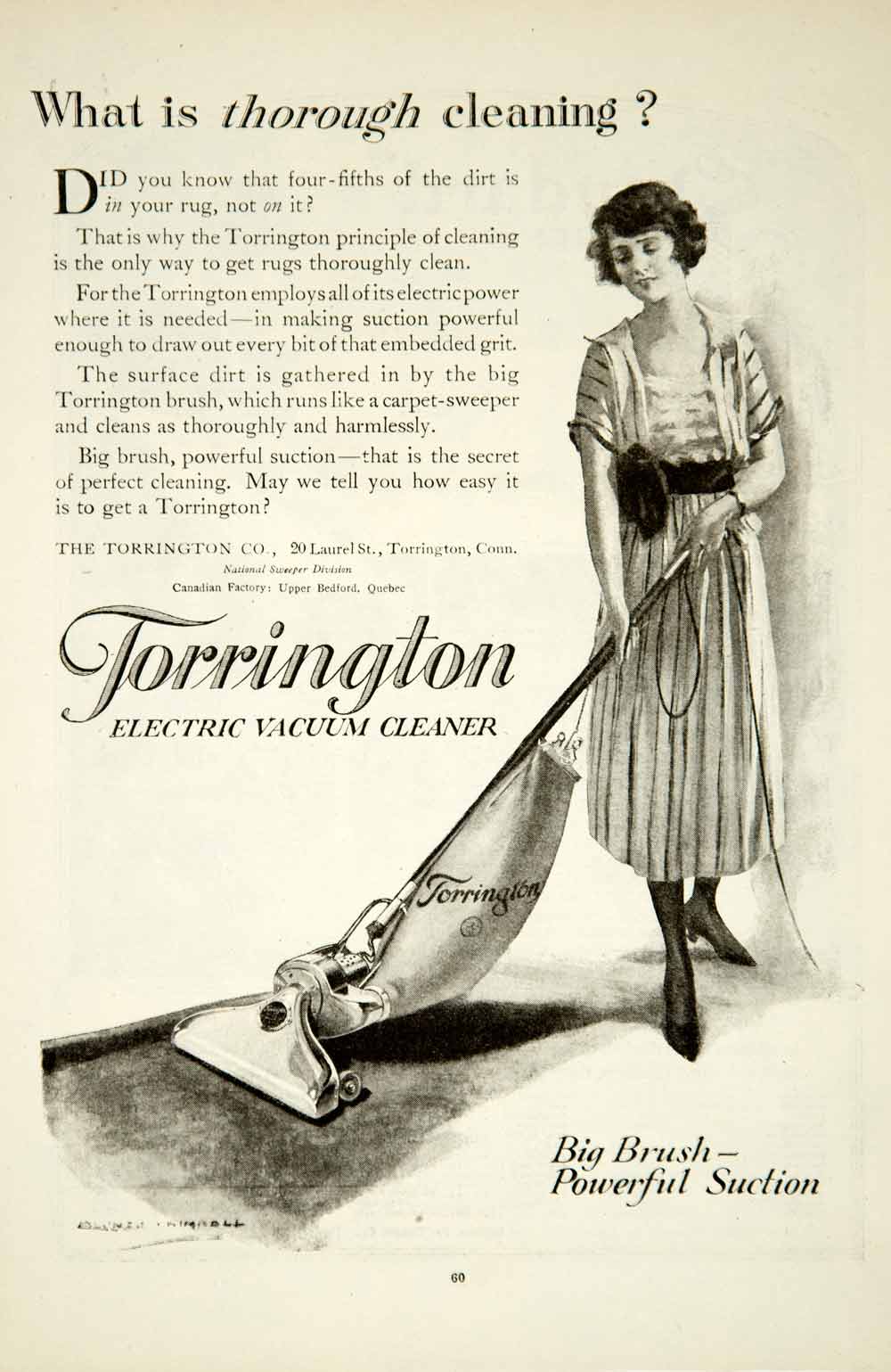 1921 Ad Torrington Electric Vacuum Cleaner Household Home Appliance Vintage YRR2