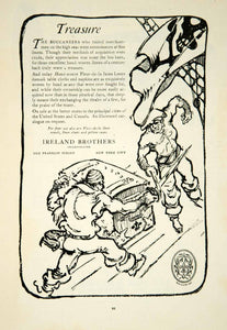 1922 Ad Ireland Brothers Napkins Table Cloth Vintage Pirates Treasure Chest YRR2