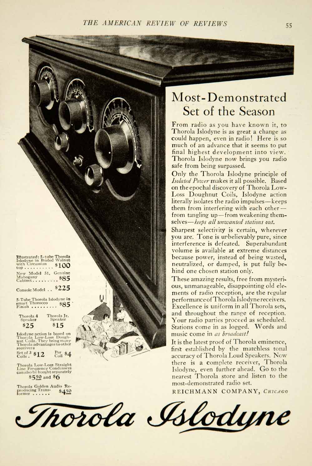 1926 Ad Reichmann Company Thorola Islodyne Radio Vintage Communications YRR2