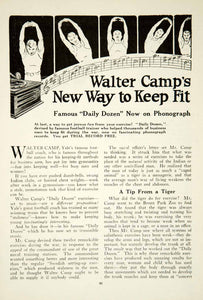 1921 Article Walter Camp Yale Football Coach Fitness Exercise Phonograph YRR2