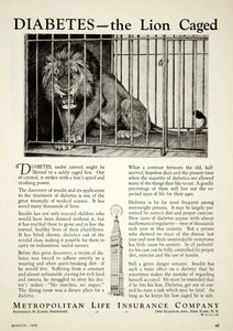 1933 Ad Metropolitan Life Insurance Company New York Lion Cage Tower Snarl Image