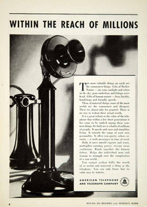 1933 Ad American Telephone Telegraph Company Bell System Communications Image