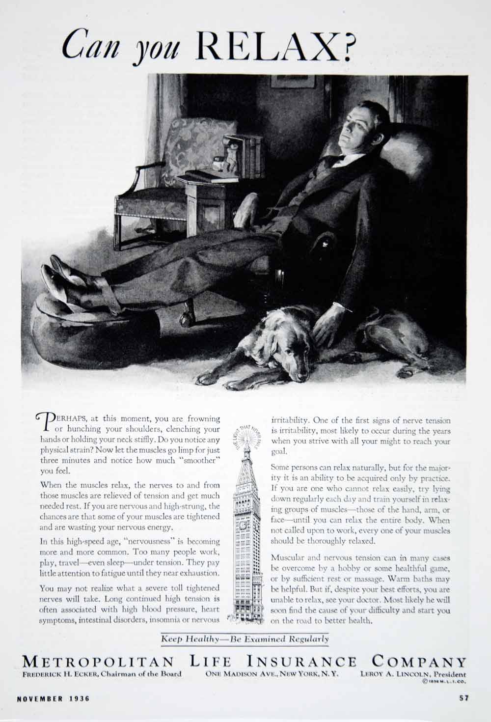 1936 Ad Metropolitan Life Insurance Company New York Dog Advertising Suit Image