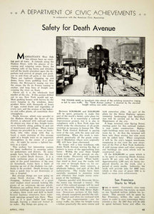 1933 Article New York 10th Avenue Street Car Raised Rails Death Avenue Cowboy
