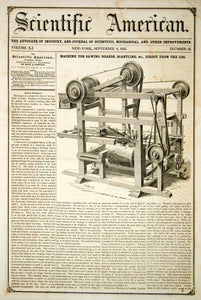 1855 Article Antique Sawing Machinery Log Saw Benjamin Fulgham Invention YSA2