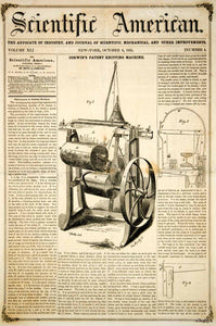 1855 Article Antique Knitting Machine Joseph A. Corwin Invention Machinery YSA2
