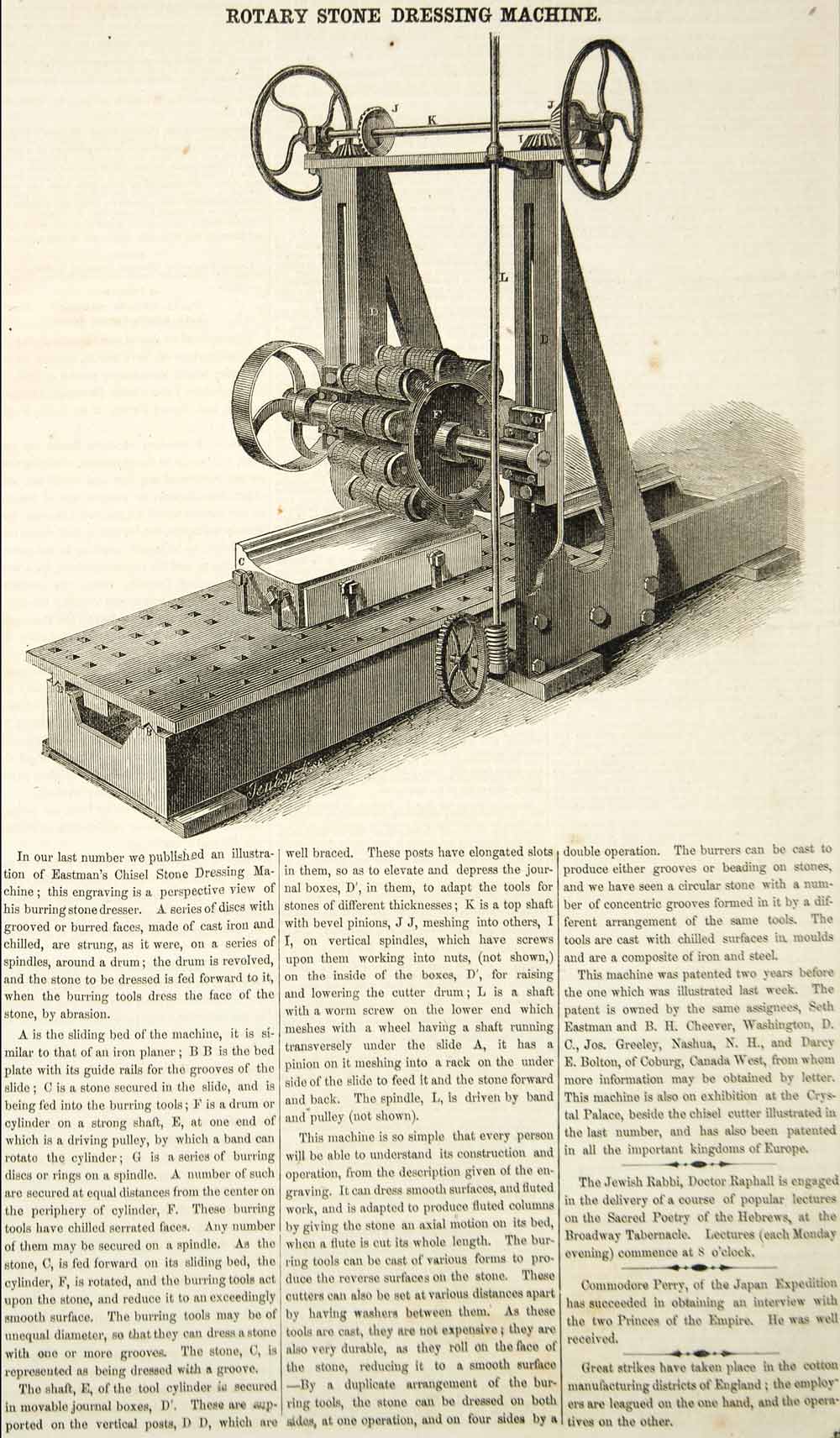 white christmas dresses 1853 Wood Engraving Rotary Stone Dressing Machine Victorian Invention Tool  YSA2