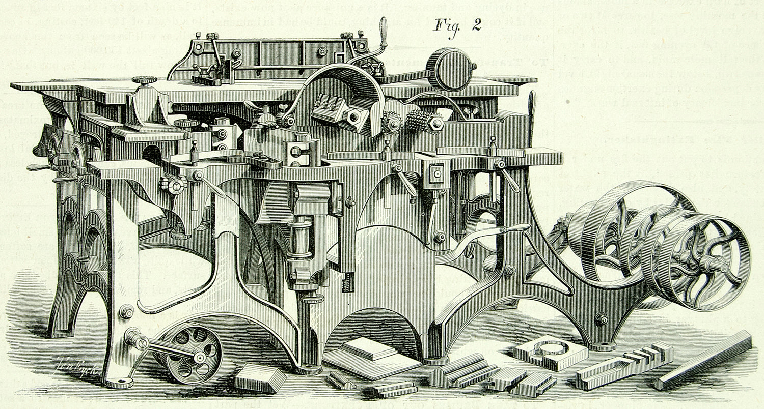 1871 Wood Engravings Universal Woodworking Machine McBeth Bentel Margedant YSA3
