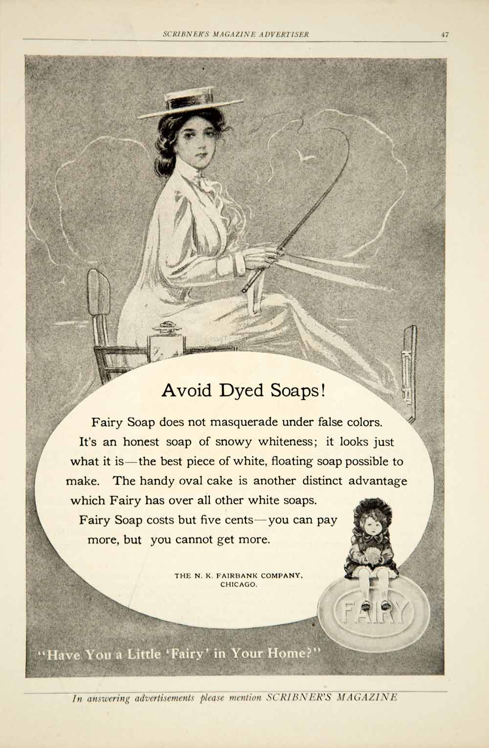 1909 Ad NK Fairbank Fairy Soap Health Beauty Art Nouveau Hygiene Cleansing YSC1