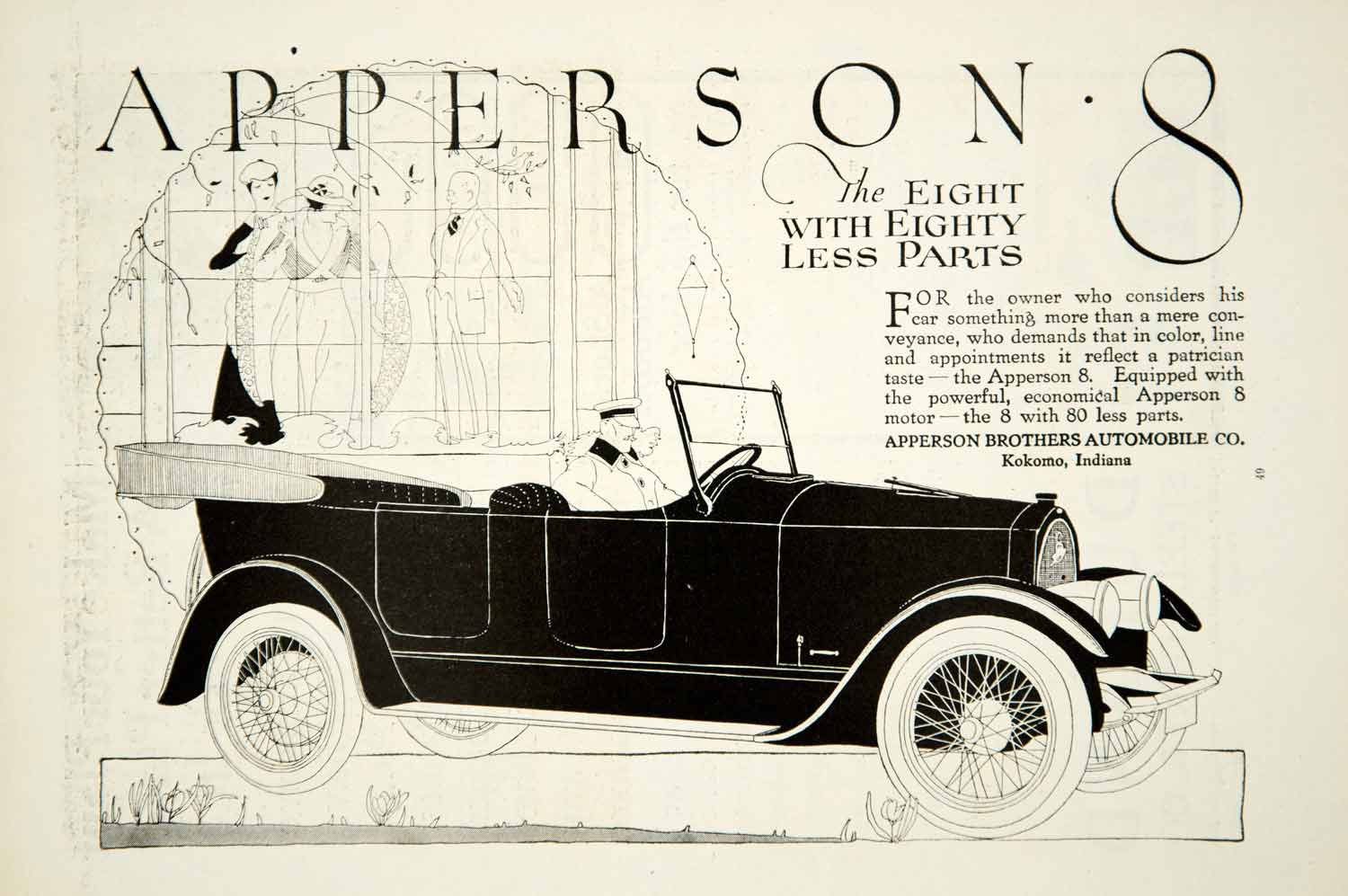 1919 Ad Apperson 8 Automobile Touring Car Brass Era Art Deco Transportation YSC1