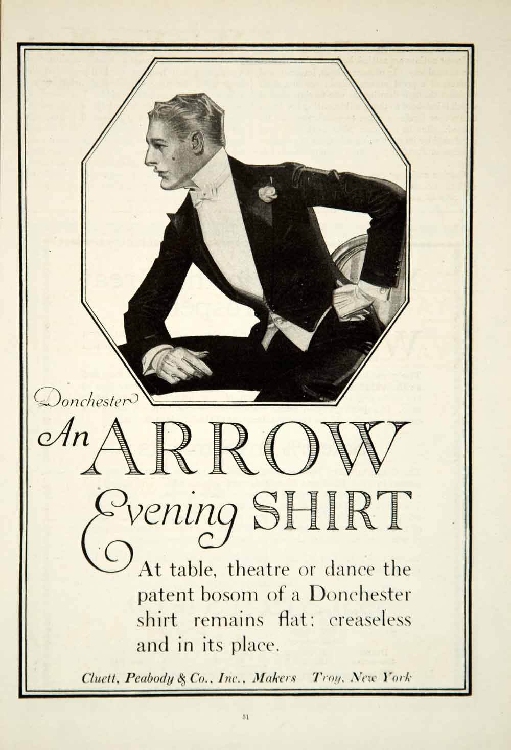 1919 Ad Cluett Peabody Donchester Arrow Shirt Clothing Art Deco Fashion YSC1