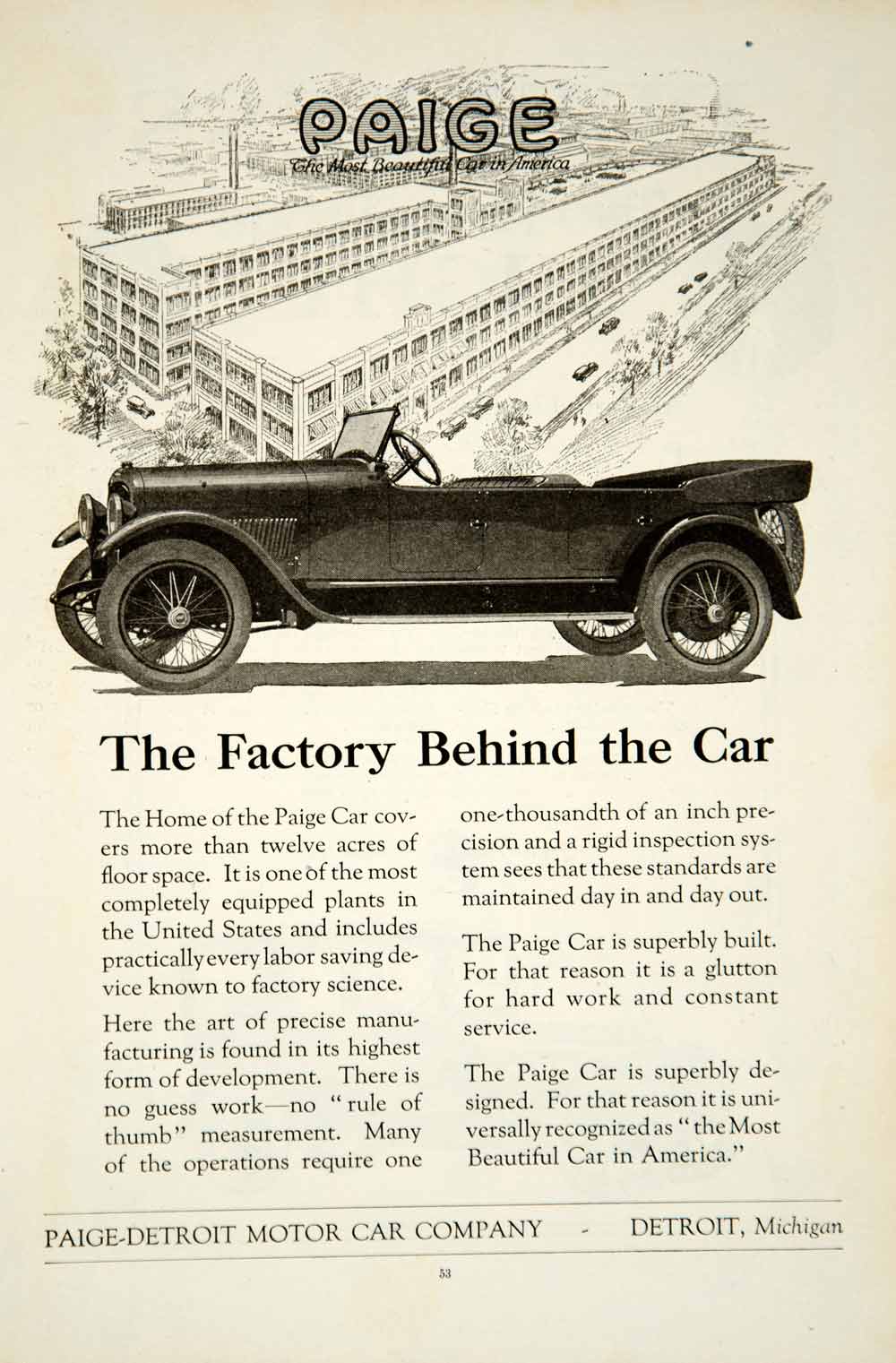 1919 Ad Paige-Detroit Motor Car Automobile Brass Era