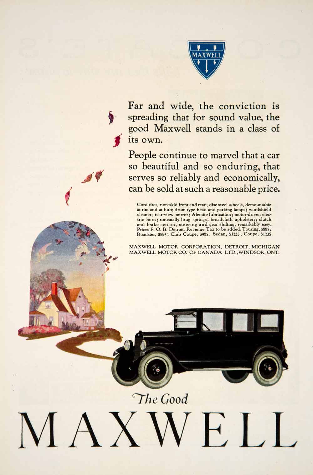 1922 Ad 1923 Maxwell Touring Car Automobile Transportation Art Nouveau YSC1