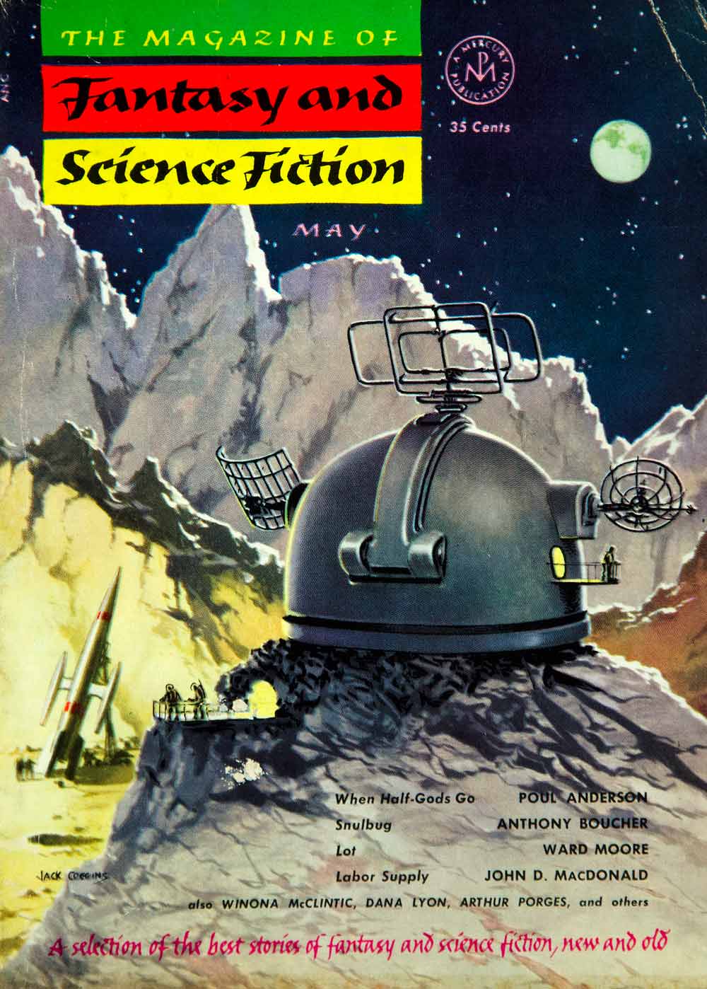 1953 Cover Fantasy Science Fiction Art Jack Coggins Moon Station Astronaut YSFC2