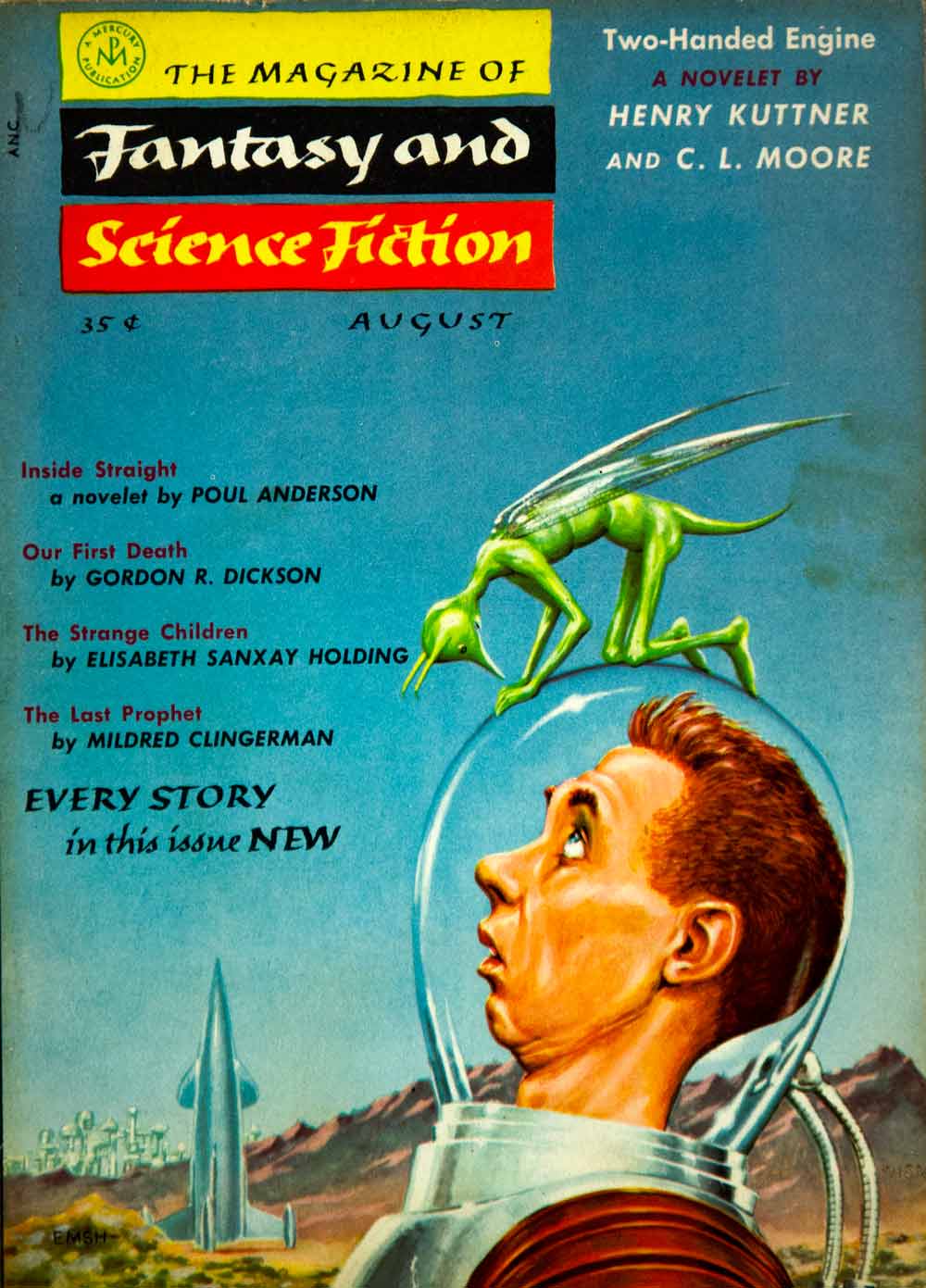 1955 Cover Fantasy Science Fiction Art Ed Emshwiller Astronaut Alien YSFC2