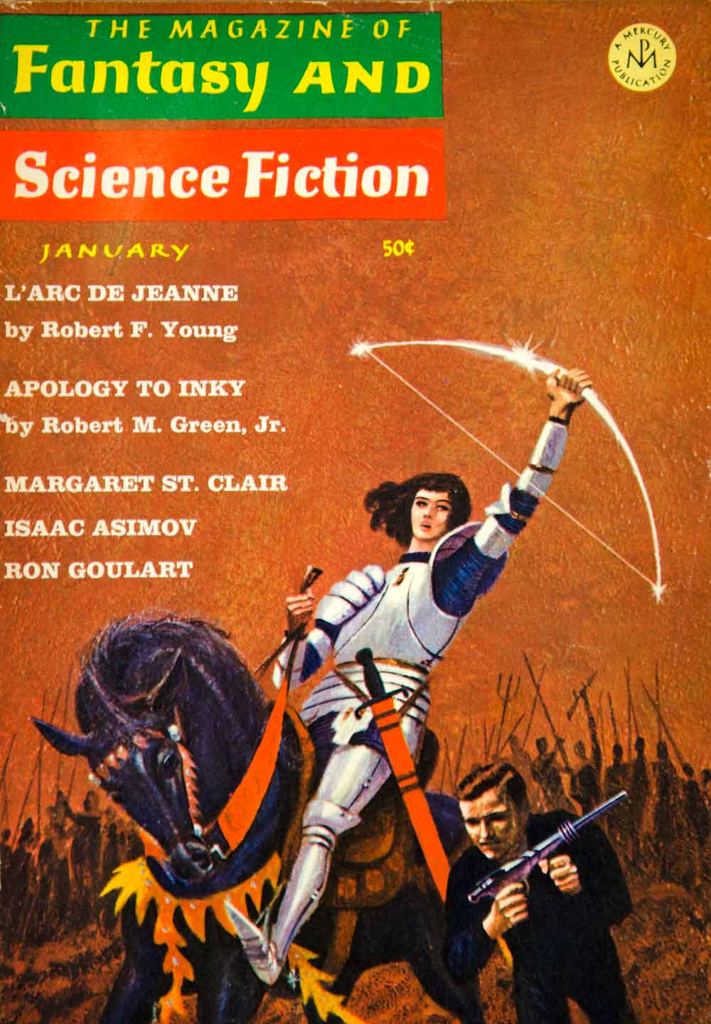 1966 Cover Fantasy Science Fiction Art Jack Gaughan L'Arc De Jeanne Robert YSFC2