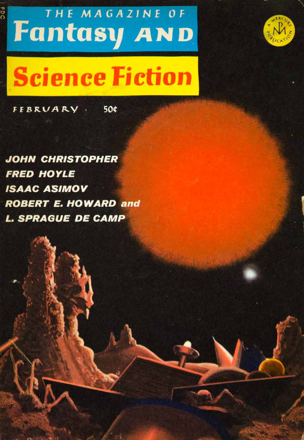 1967 Cover Fantasy Science Fiction Art Chesley Bonestell Zeta Aurigae Red YSFC2 - Period Paper
