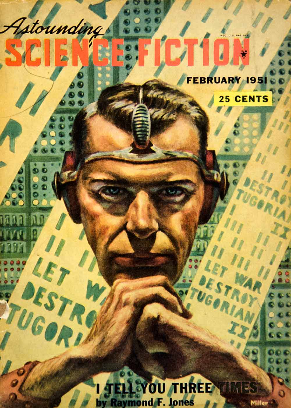 1951 Cover Astounding Science Fiction Ron Miller Art Raymond F Jones YSFC3