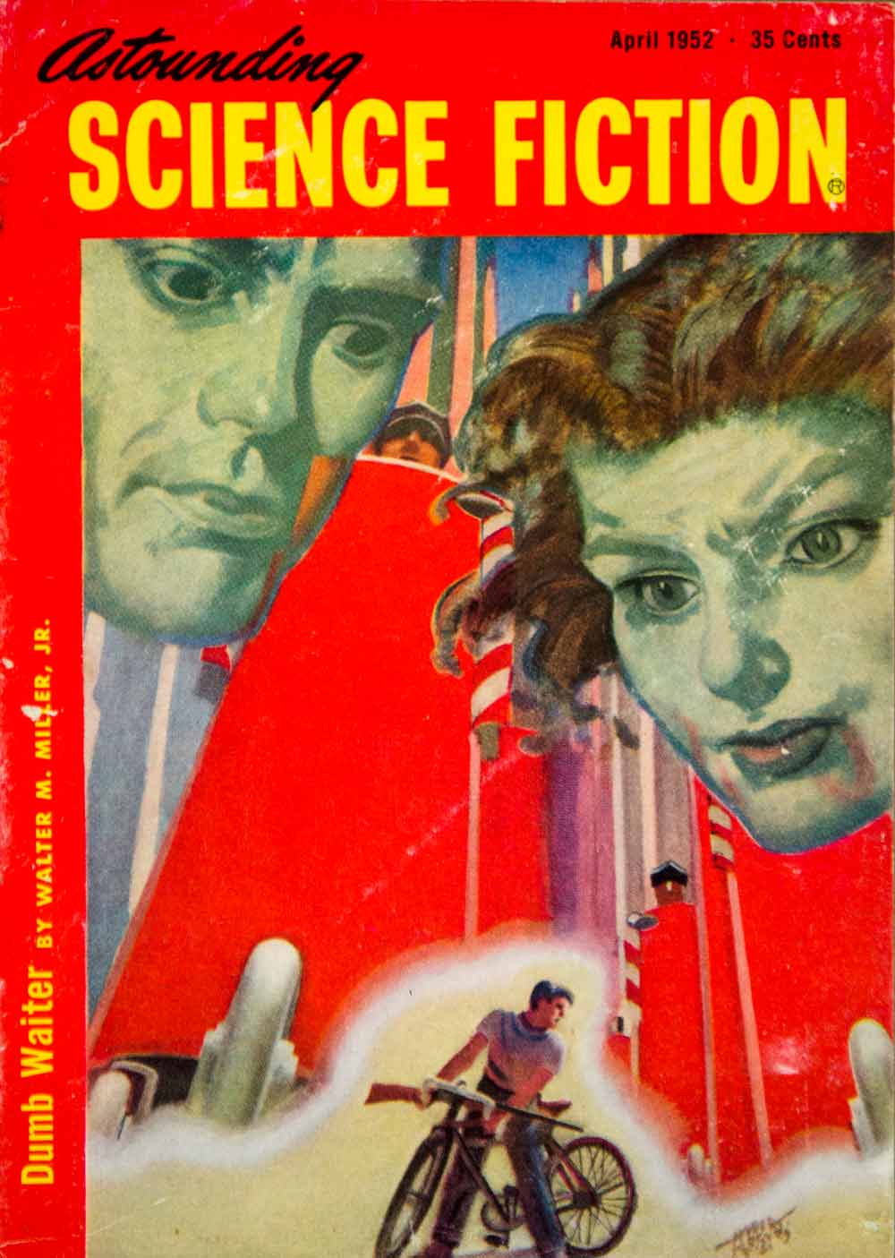 1952 Cover Astounding Science Fiction Art Hubert Rogers Dumb Waiter YSFC3