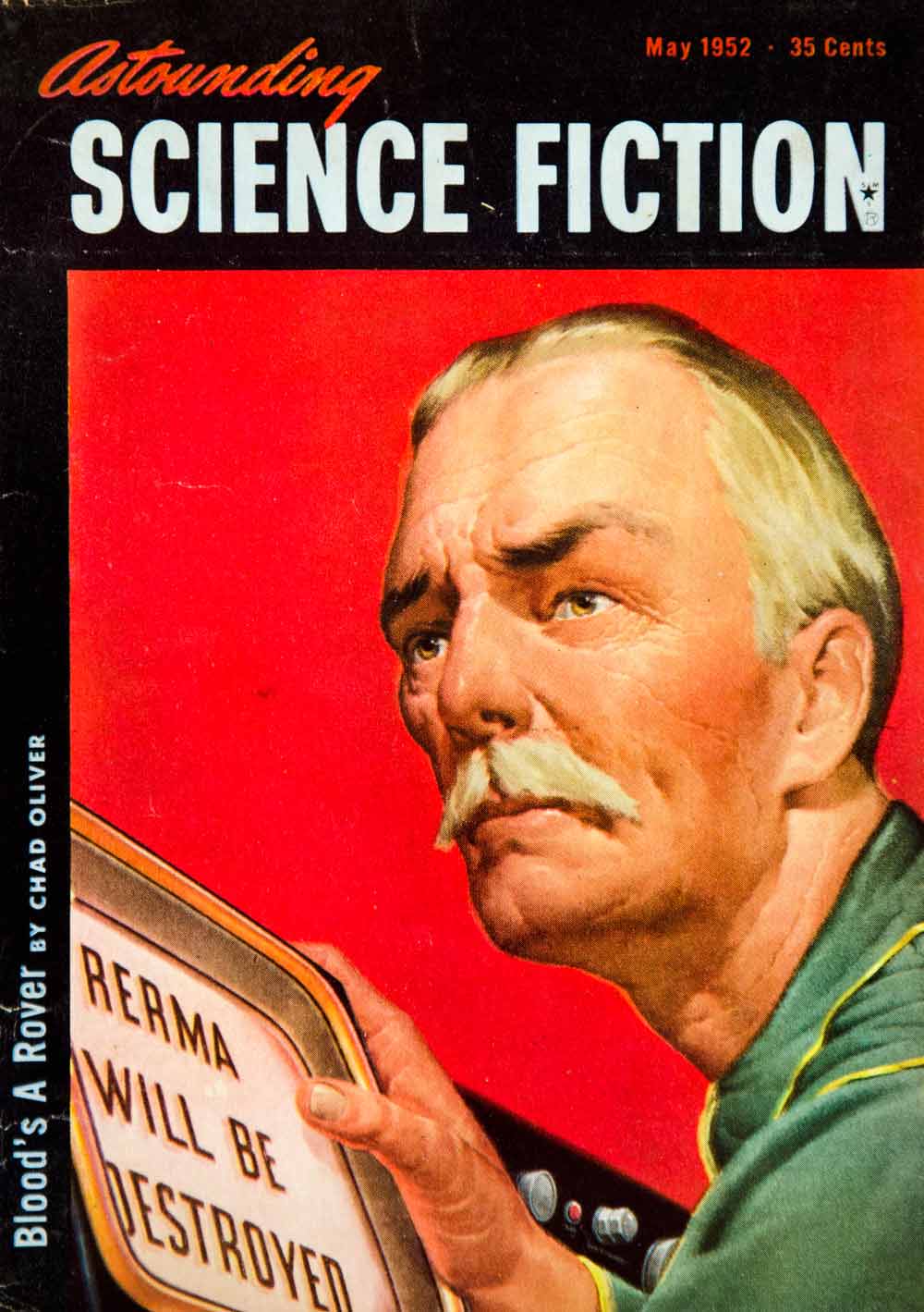 1952 Cover Astounding Science Fiction Art Richard Van Dongen Mustache Old YSFC3