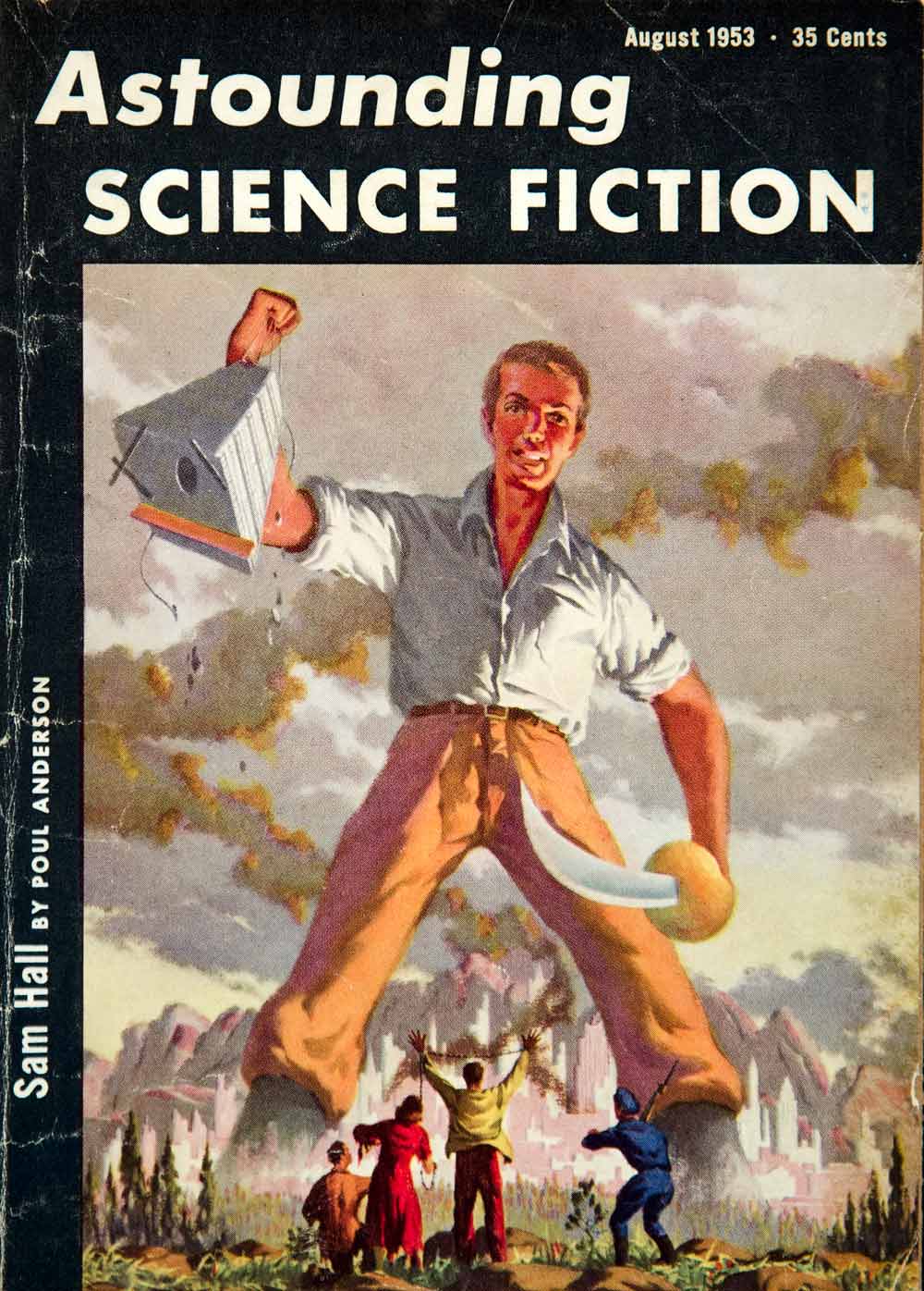 1953 Cover Astounding Science Fiction Art Richard Van Dongen Sam Hall YSFC3