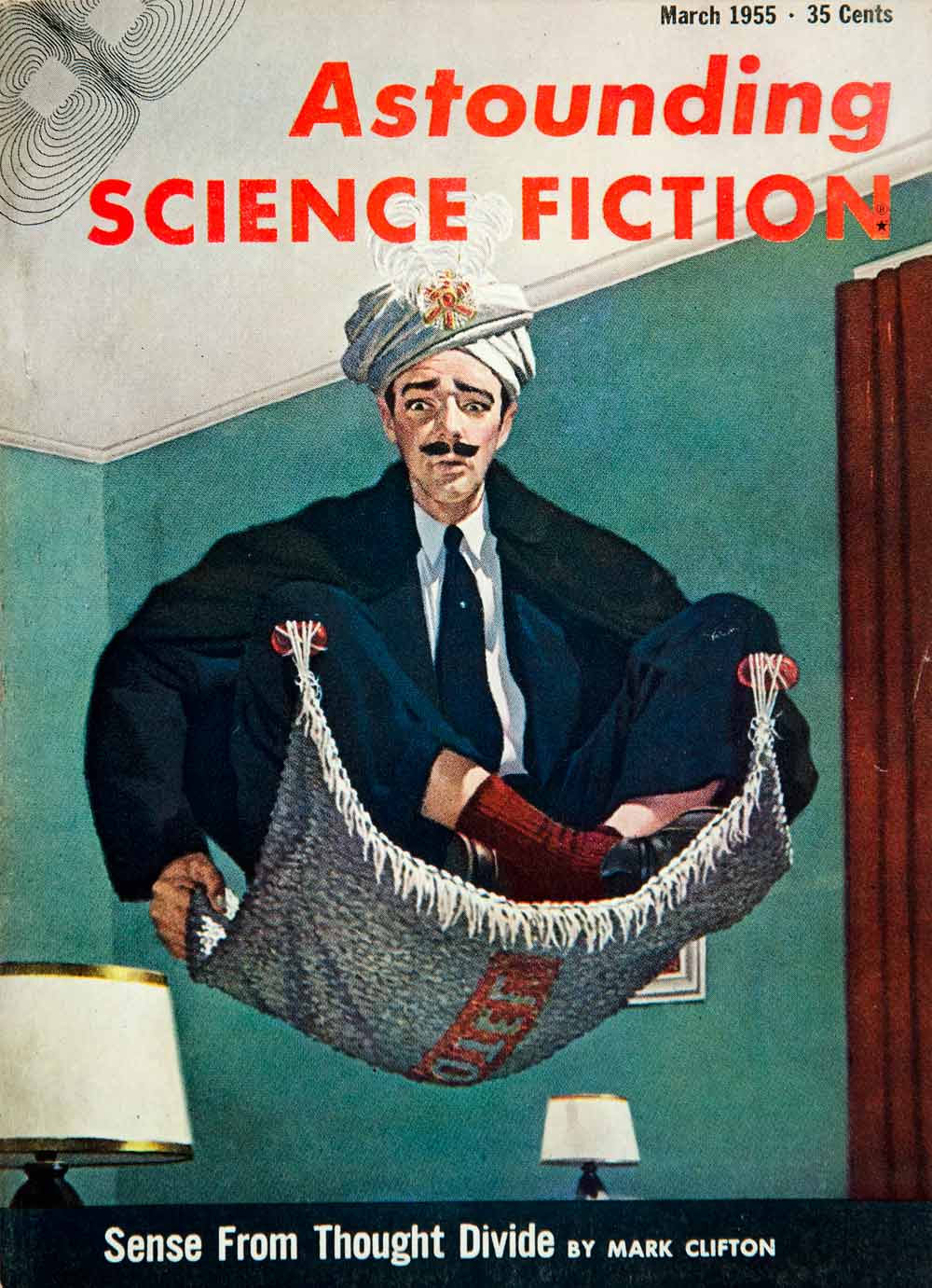 1955 Cover Astounding Science Fiction Art Richard Van Dongen Mark Clifton YSFC3
