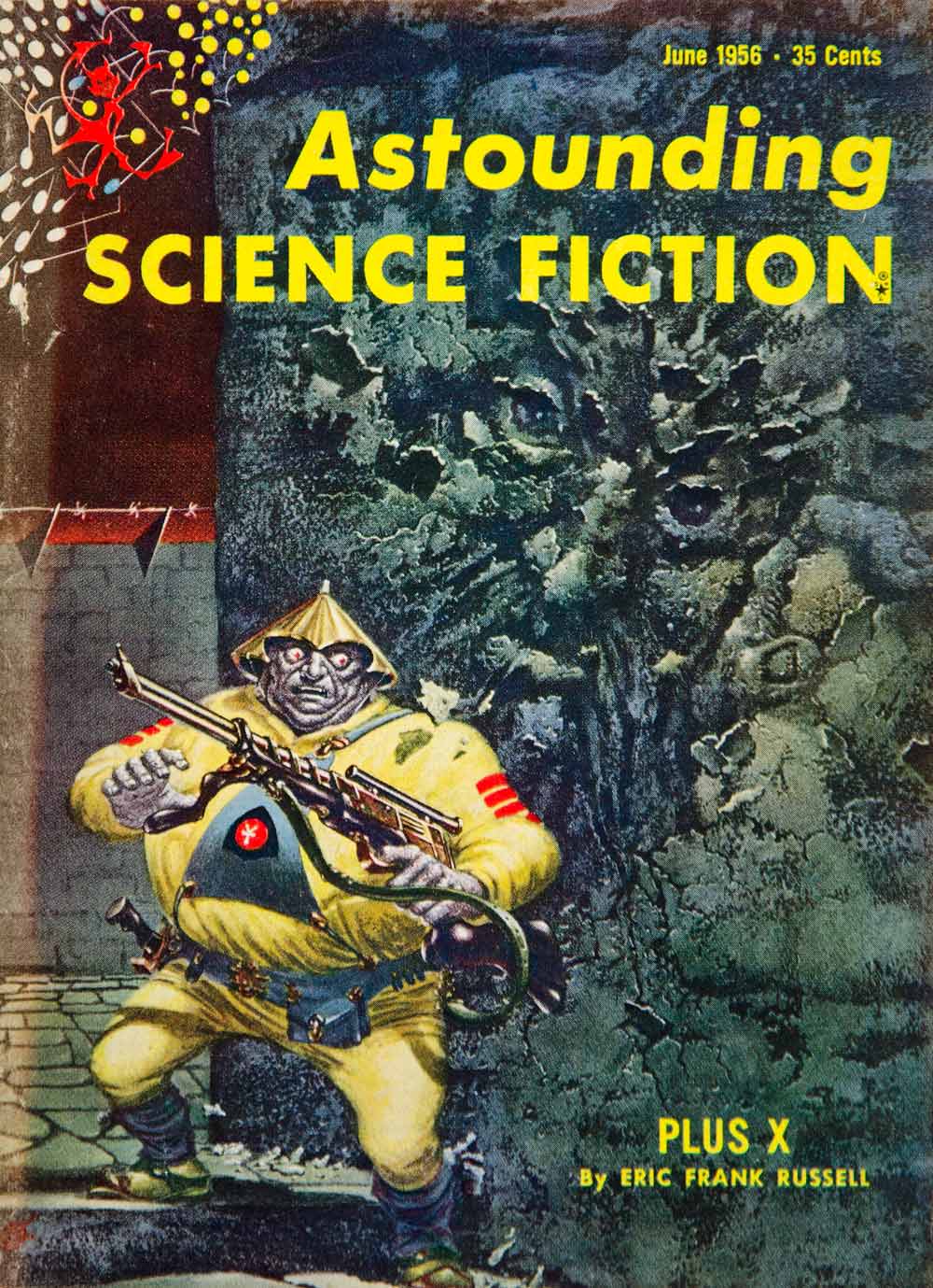 1956 Cover Astounding Science Fiction Art Frank Kelly Freas Eric Frank YSFC3