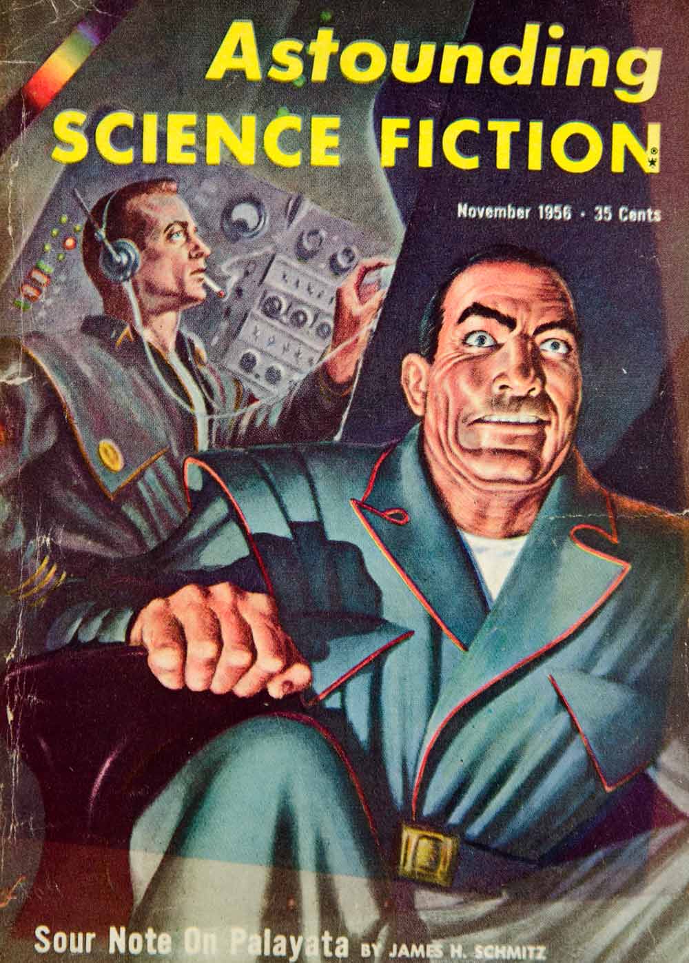 1956 Cover Astounding Science Fiction Art Frank Kelly Freas James H YSFC3