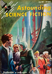 1957 Cover Astounding Science Fiction Art Frank Kelly Freas Isaac Asimov YSFC3