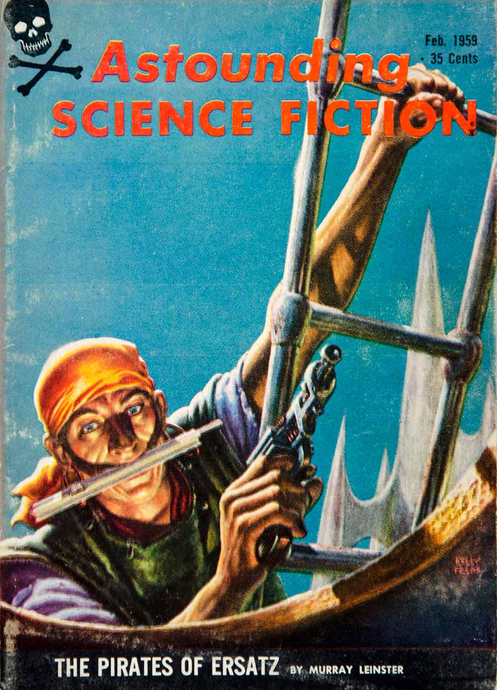 1959 Cover Astounding Science Fiction Art Frank Kelly Freas Space Pirates YSFC3