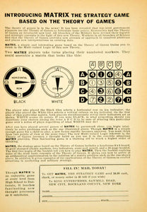 1955 Ad Matrix Logic Game Toy Strategy King Enterprises Sawmill Rd New YSFC3