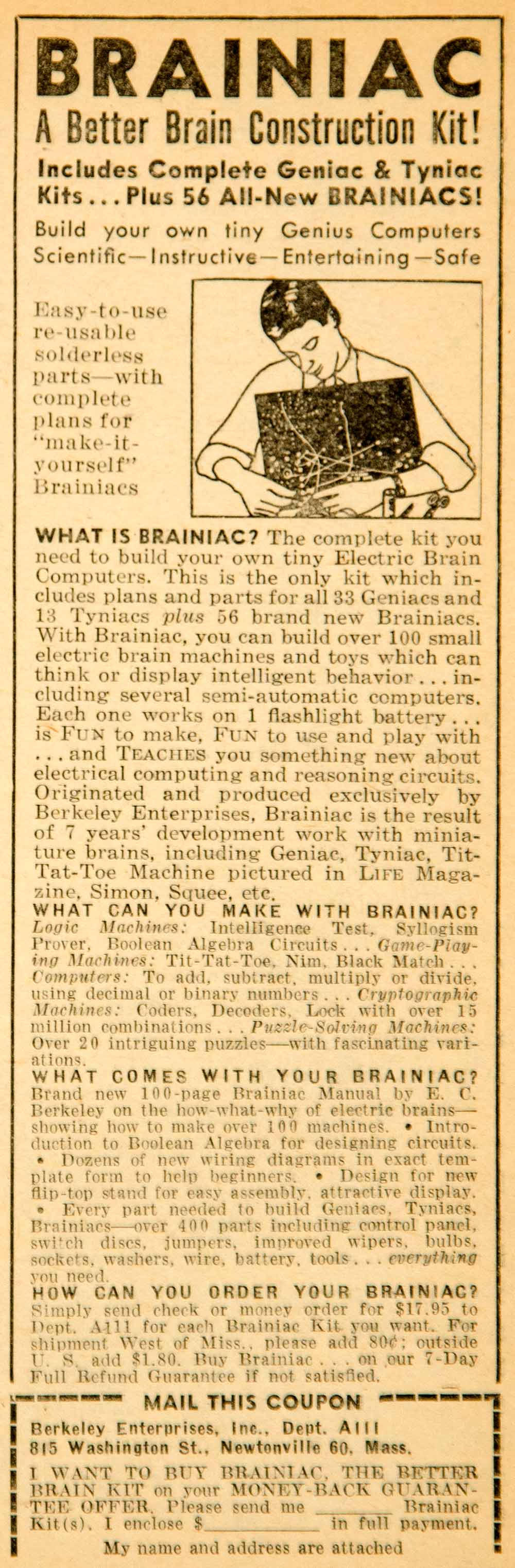 1957 Ad Brainiac Berkeley Enterprises 815 Washington St Newtonville MA YSFC3