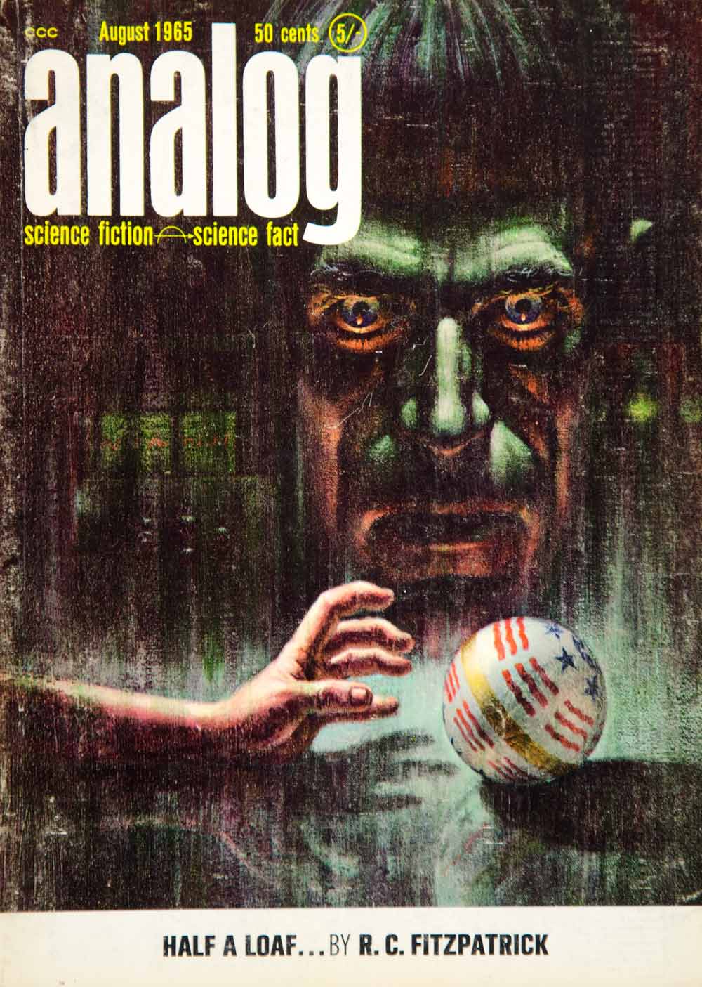1965 Cover Analog Science Fiction Fact Art Frank Kelly Freas Creepy Face YSFC4