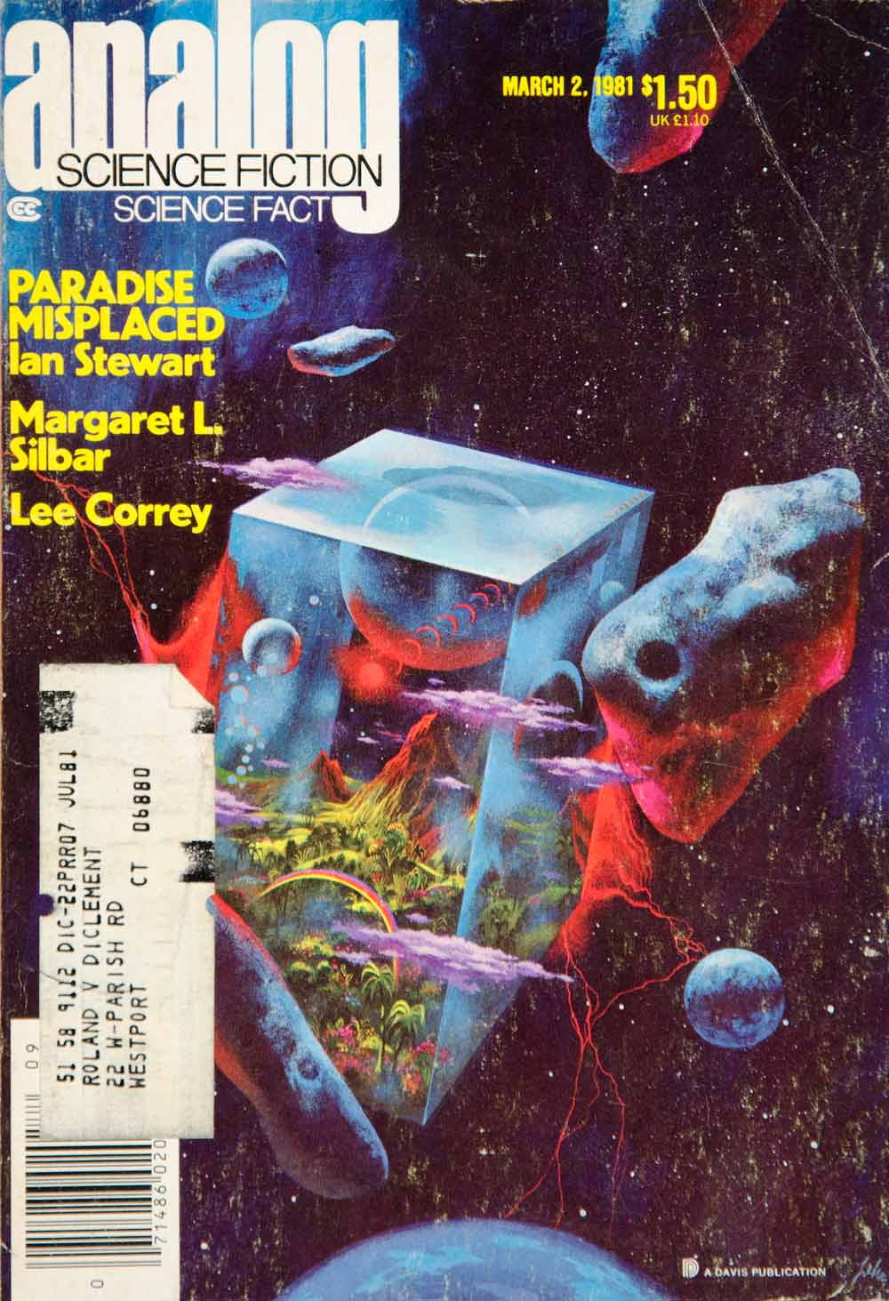 1981 Cover Analog Science Fiction Fact Paul Lehr Ian Stewart Paradise YSFC4