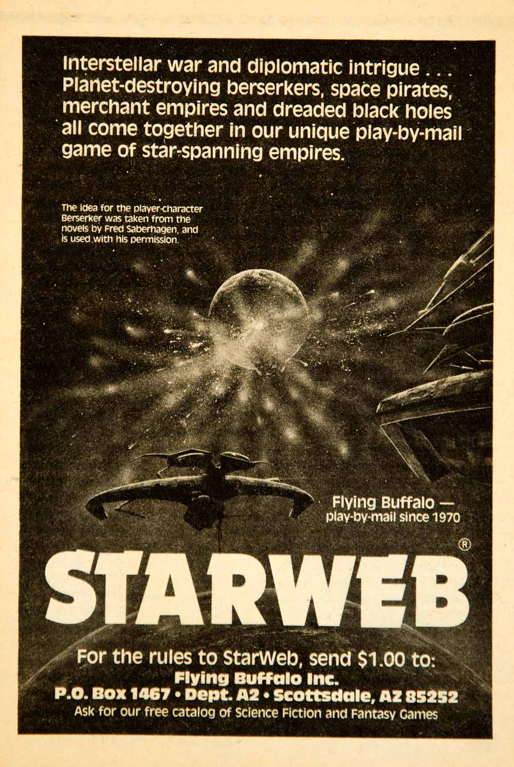 1981 Ad Starweb Flying Buffalo 1467 Scottsdale AZ Science Fiction RPG Game YSFC4