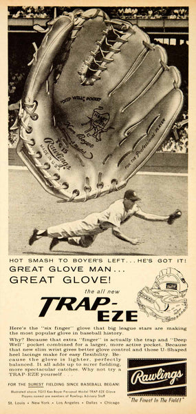1960 Ad Rawlings TG15 Ken Boyer Trape-Eze MLB Baseball Glove