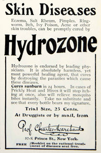 1903 Ad Vintage Hydrozone Medical Quackery Skin Disease Cure Prof. Marchand YSM2