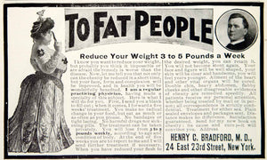 1903 Ad Vintage Weight Loss Medical Quackery Henry C. Bradford Fat People YSM2