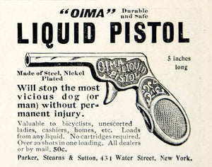 1903 Ad Vintage Oima Liquid Pistol Safe Protection Parker Stearns & Sutton YSM2