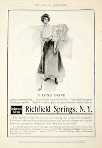1903 Ad Vintage Lackawanna Railroad Richfield Springs NY Golf Woman Golfing YSM2
