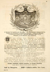 1886 Ad Imperium Granum Food Invalids Infants Health Nutrition Victorian YSN1