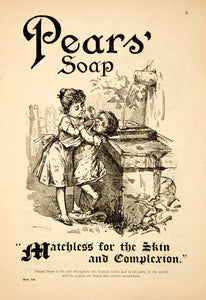 1886 Ad Antique Pears' Soap Victorian Children Washing Face Complexion Skin YSN1