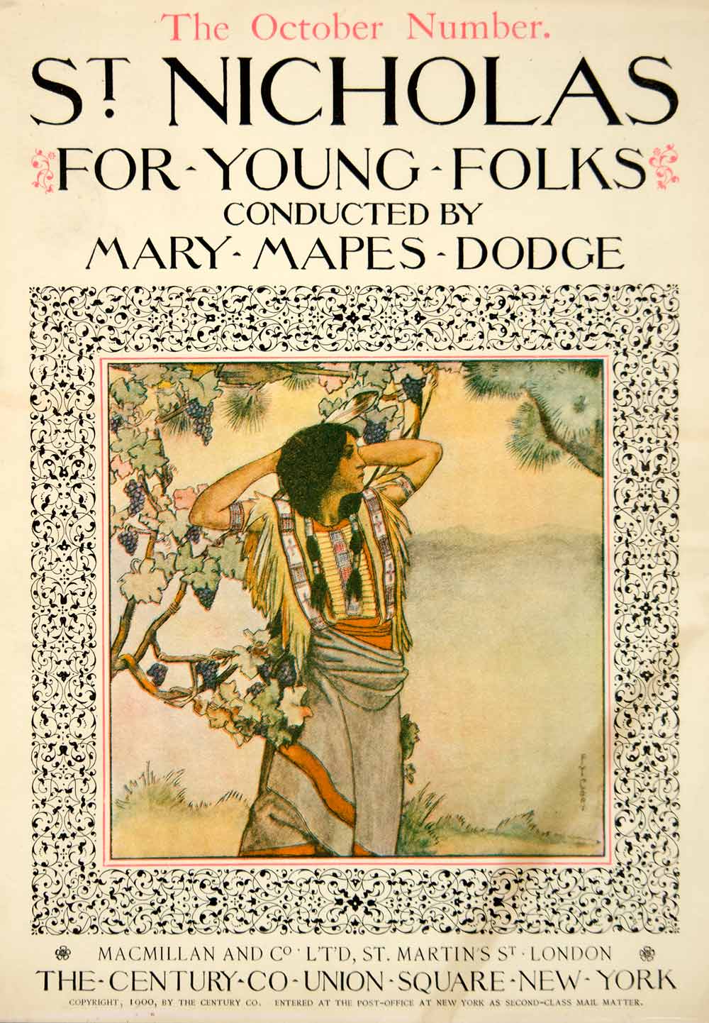 1900 Cover St. Nicholas Magazine Indian Girl Costume Fanny Young Cory Art YSN2