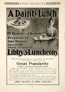 1900 Ad Vintage Libby's Luncheon Meats Processed Canned Food Lunch Supper YSN2